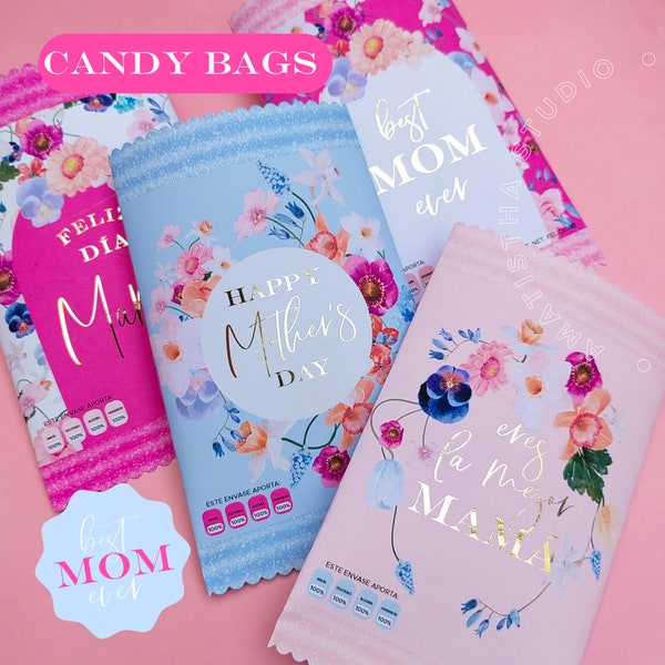 Mothers day candy bags, mom chipbags, bolsitas día de las madres