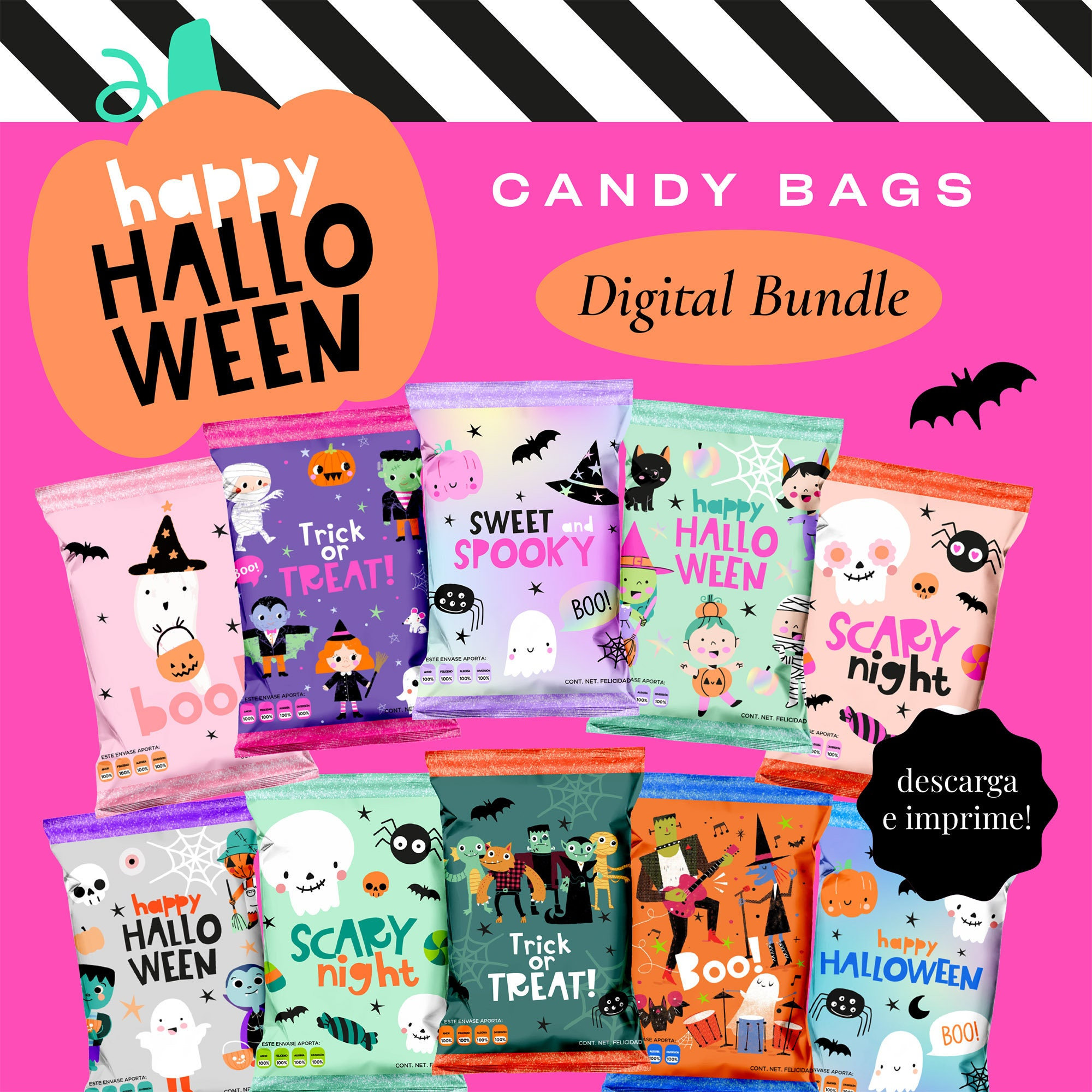Halloween candy bags halloween chipbags bolsitas Halloween Etsy México
