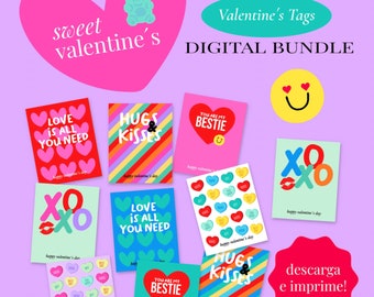 Valentines tags, tarjetas San Valentín, tarjetas para chocolates, Candy cards, Valentines cards