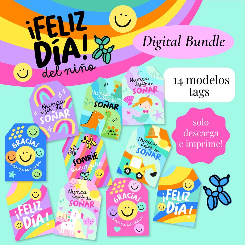 Tags día del niño, tags niños, kids tags, kids Day Gifts, kids cards, tarjetas niños, tarjetas niñas zdjęcie 1