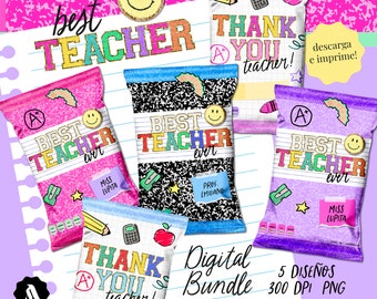 Best Teacher candy bags, teachers chipbags, bolsitas día del maestro