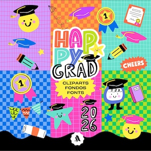 GRAD cliparts + fondos + fonts, Graduación papeles digitales, Grad digital papers
