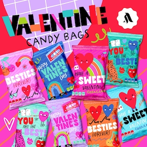 VALENTINES candy bags, Valentines chipbags, printable Valentines