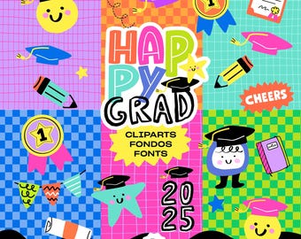 GRAD cliparts + achtergronden + lettertypen, digitale afstudeerpapers, digitale afstudeerpapers