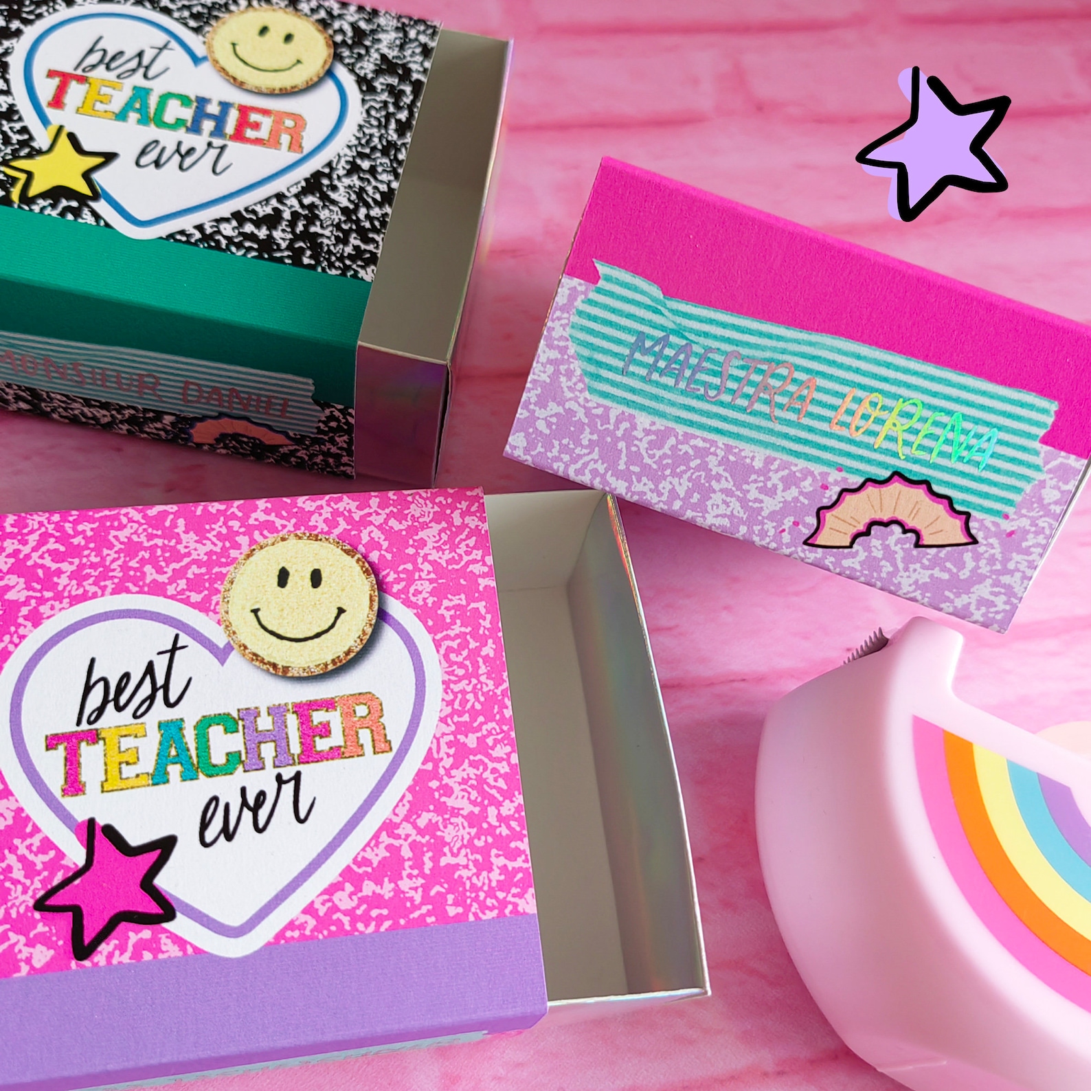 Mini Educator Open Box BEST TEACHER Minibox Designs, Teachers' Sliding Box Designs, Teachers ...