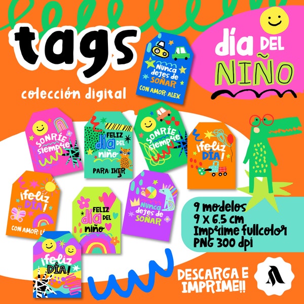 Tags día del niño, kids gift tags, día del niño tarjetas, kids cards