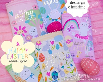 Easter candy bags, Easter chipbags, Bolsitas Pascua, easter printable bag
