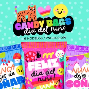 CANDY BAGS día del niño, kids candy bags, kids chip bags, girls candy bags