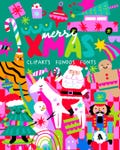 HAPPY XMAS cliparts+backgrounds+fonts, Christmas cliparts, christmas cliparts, digital papers