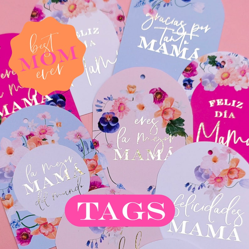 Mothers day tags, mom gift tags, tarjetas día de las madres zdjęcie 1