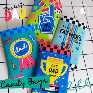 Sacs de bonbons pour la fête des pères, sacs de chips pour papa, sacs en papier pour la fête des pères, sacs pour papa