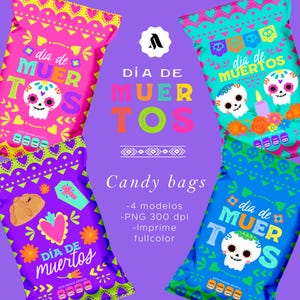 Day of the Dead candy bags, chip bags Day of the Dead