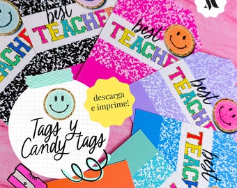 Tags best teacher, tarjetas día del maestro, candy cards teachers