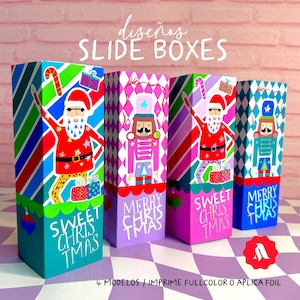Christmas slide box designs, Christmas slide box, Christmas printable boxes