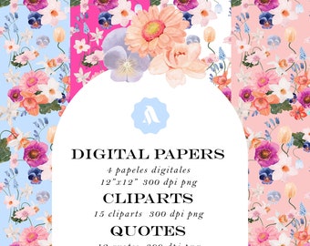 Digitale papers, cliparts en quotes voor Moederdag