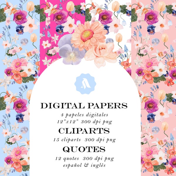 Digital papers, cliparts and quotes for Mother's Day