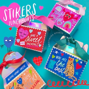 Lunchbox stikers, lunch box labels, valentines stikers