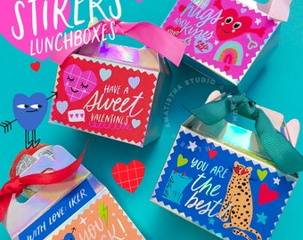 Lunchbox stikers, lunch box labels, valentines stikers
