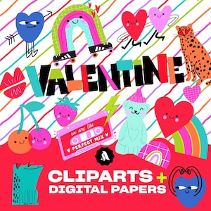 VALENTINES cliparts + digital papers