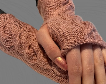 Knitting pattern - simple cable-knit fingerless gloves