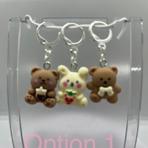 3er Set niedliche Teddybär Maschenmarkierer