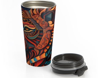 Lion Stainless Steel Travel Mug, Pacific Northwest Coastal Art