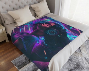 Minky Blanket | Bedding and Throws | Music Girl Design | ZS Lifestyles "Dream & Spin"