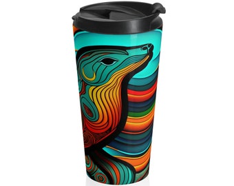 Sea Lion Stainless Steel Travel Mug, Pacific Northwest Art