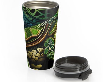 Frog Stainless Steel Travel Mug, Pacific Northwest Coastal Art