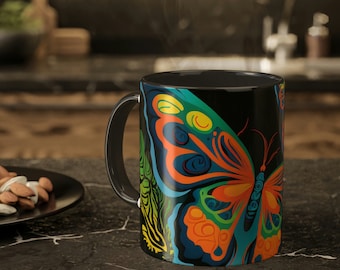Colorful Butterfly Coffee Mugs, Tea, Cocoa 11oz | Vivid and Dramatic Design 7