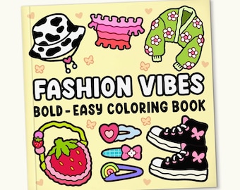 Fashion Vibes Coloring Book, Bold Easy Fashion Art (Digital Download)