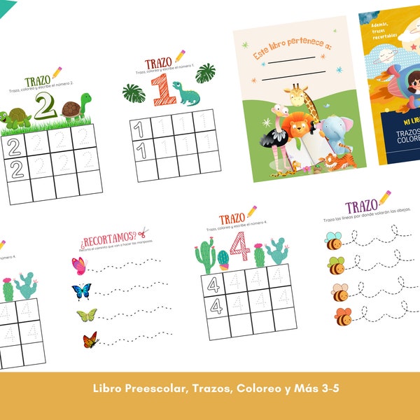 Libro Preescolar Trazos, Coloreo y Más, Actividades para Niños 3-5, Aprendizaje Temprano, Desarrollo de Habilidades, Educación Infantil