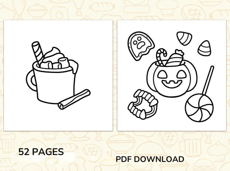 Libro para colorear de comida, bebidas y dulces, 52 páginas fáciles y llamativas (descarga en PDF) imagen 5