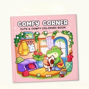 Comfy Corner Coloring Book, Cozy Home Interiors, Relaxing Stress Relief Art (PDF Download)