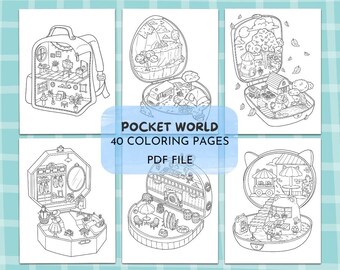 Libro para colorear Pocket World, escenas en miniatura, páginas relajantes para adultos (descarga en PDF)