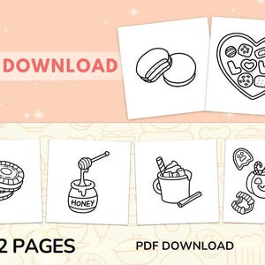 Libro para colorear de comida, bebidas y dulces, 52 páginas fáciles y llamativas (descarga en PDF) imagen 3