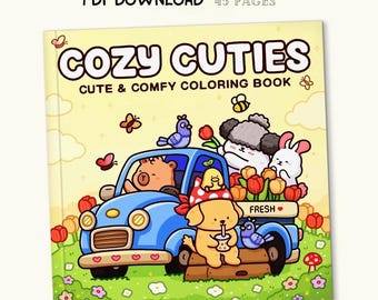 Libro para colorear Cozy Cuties, Animales, Arte para aliviar el estrés (Descarga en PDF)