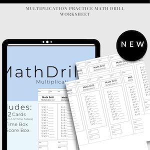 Math Multiplication Tables Practice Sheet, Mathematics Drills Multiplication Facts Worksheet, Early Math Learning Educational Activity Kids