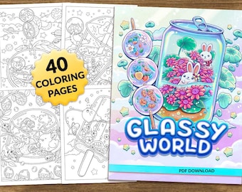 Libro para colorear Mundo de Cristal, Arte Fantástico y Caprichoso, Personajes Kawaii (Descarga en PDF)