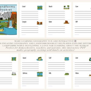 Geography and Landform Booklet: Kids Learning Activities (Interactive PDF)