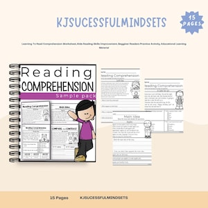 Hoja de trabajo para aprender a leer y comprender, mejora de la lectura infantil, actividad práctica para lectores principiantes, material educativo