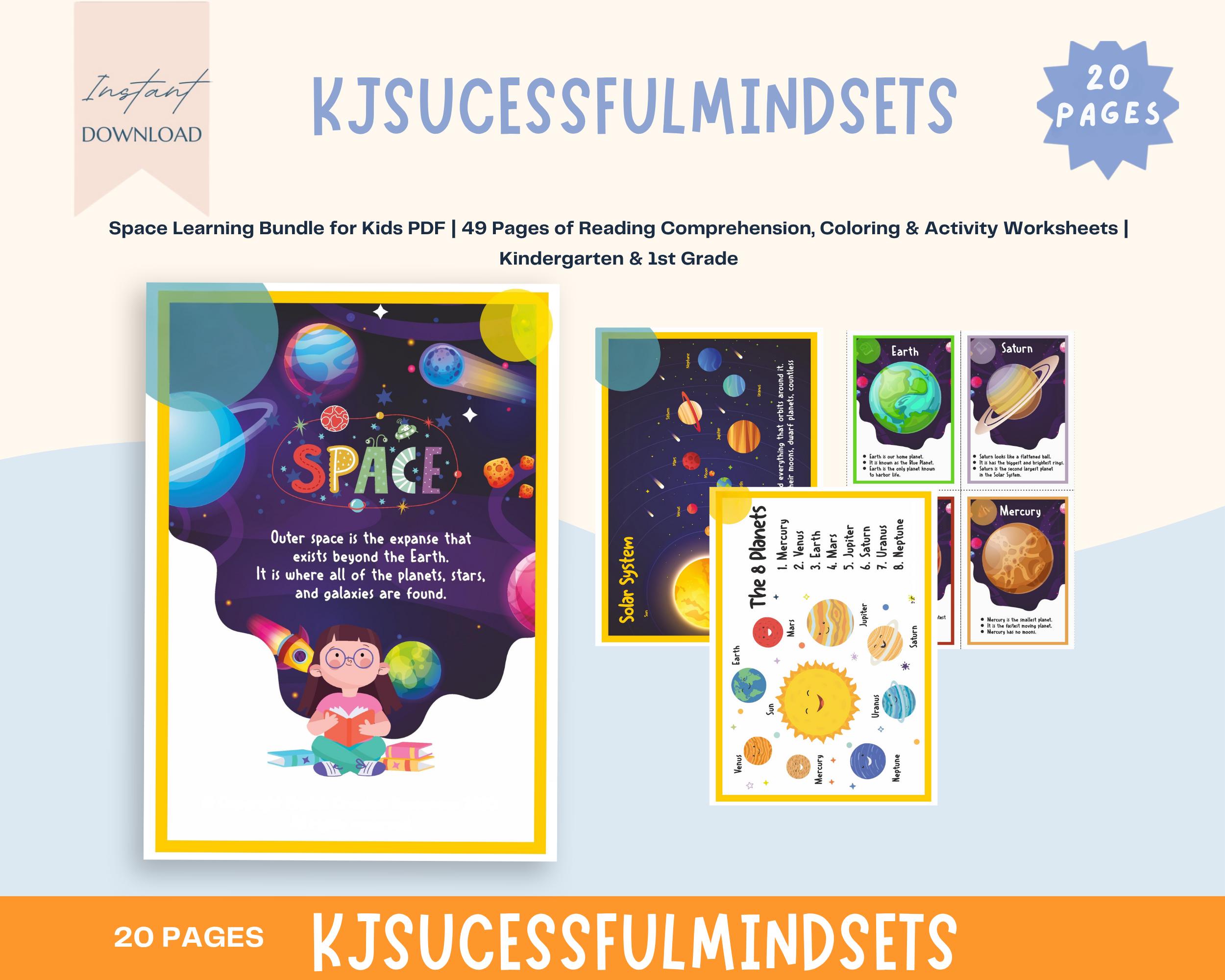 Space Learning Bundle: Reading, Coloring, Activity Worksheets (PDF ...