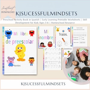 Preschool Activity Book in Spanish | Early Learning Printable Worksheets | Skill Development for Kids Ages 3-6 | Homeschool Resource