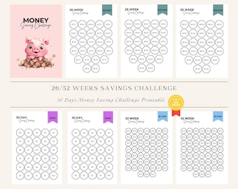 Savings Challenge Printable: 26/52 Weeks, 30 Days, 100 Envelope