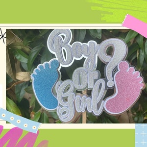 Topper per torta a strati con tema rivelazione bambino o bambina / Topper per torta 3D / File digitale SVG Cricut / Silhouette / Stampabile / Sorpresa rosa blu