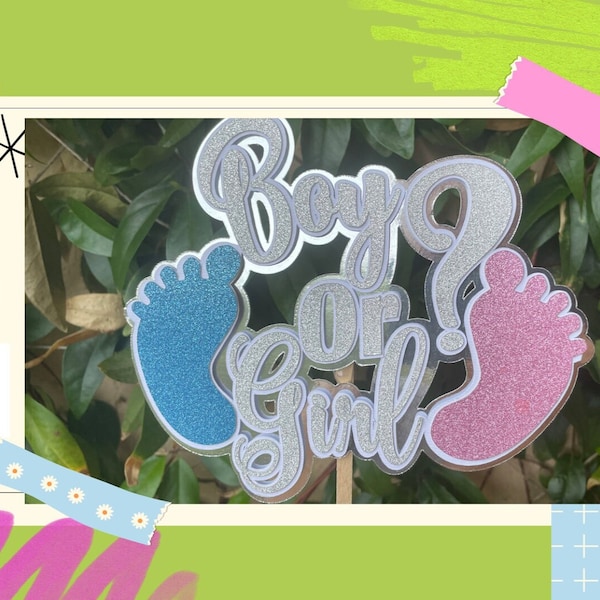 Boy or Girl Baby Reveal Theme Layered cake Topper | 3D Cake topper | SVG digital file Cricut | Silhouette | Printable | Pink  Blue Surprise