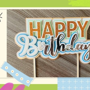 Alles Gute zum Geburtstag | Thema Layered Cake Topper | 3D-Kuchentopper | SVG digitale Datei Cricut