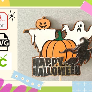Happy Halloween Theme Layered cake Topper | 3D Cake topper | SVG digital file Cricut