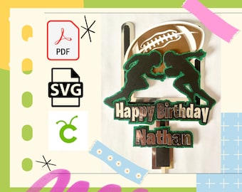 American Football Birthday Theme Layered cake Topper | 3D Cake topper | SVG digital file Cricut