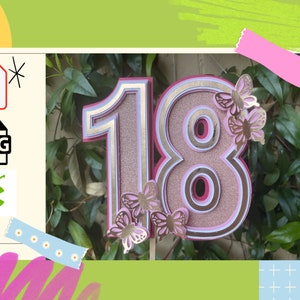 Eighteenth| 18 | Birthday  Butterfly Theme Layered cake Topper | 3D Cake topper | SVG digital file Cricut | Silhouette